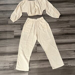 Cream Women's Off-Shoulder Jumpsuit